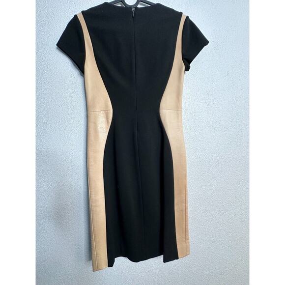 Diane von Furstenberg Black and Tan Leather Mosaic4 Women's Dress Size 2 - Picture 5 of 16